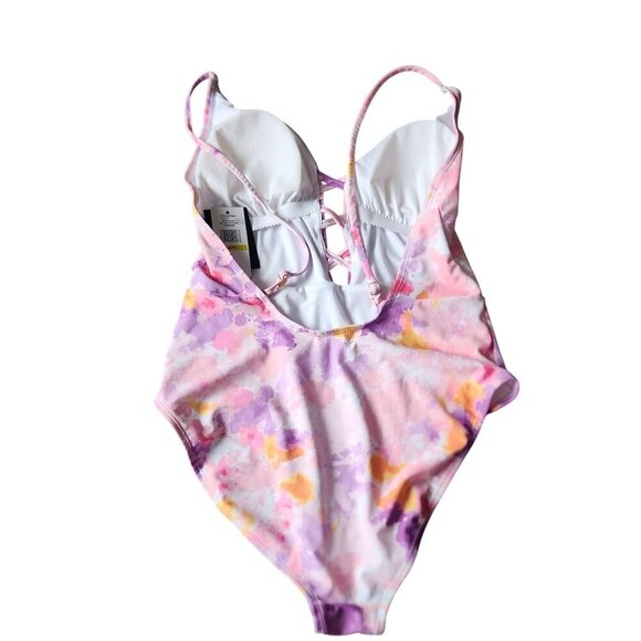 Jessica Simpson Floral One-Piece Swimsuit With Crisscross Back Straps Medium - Picture 3 of 8